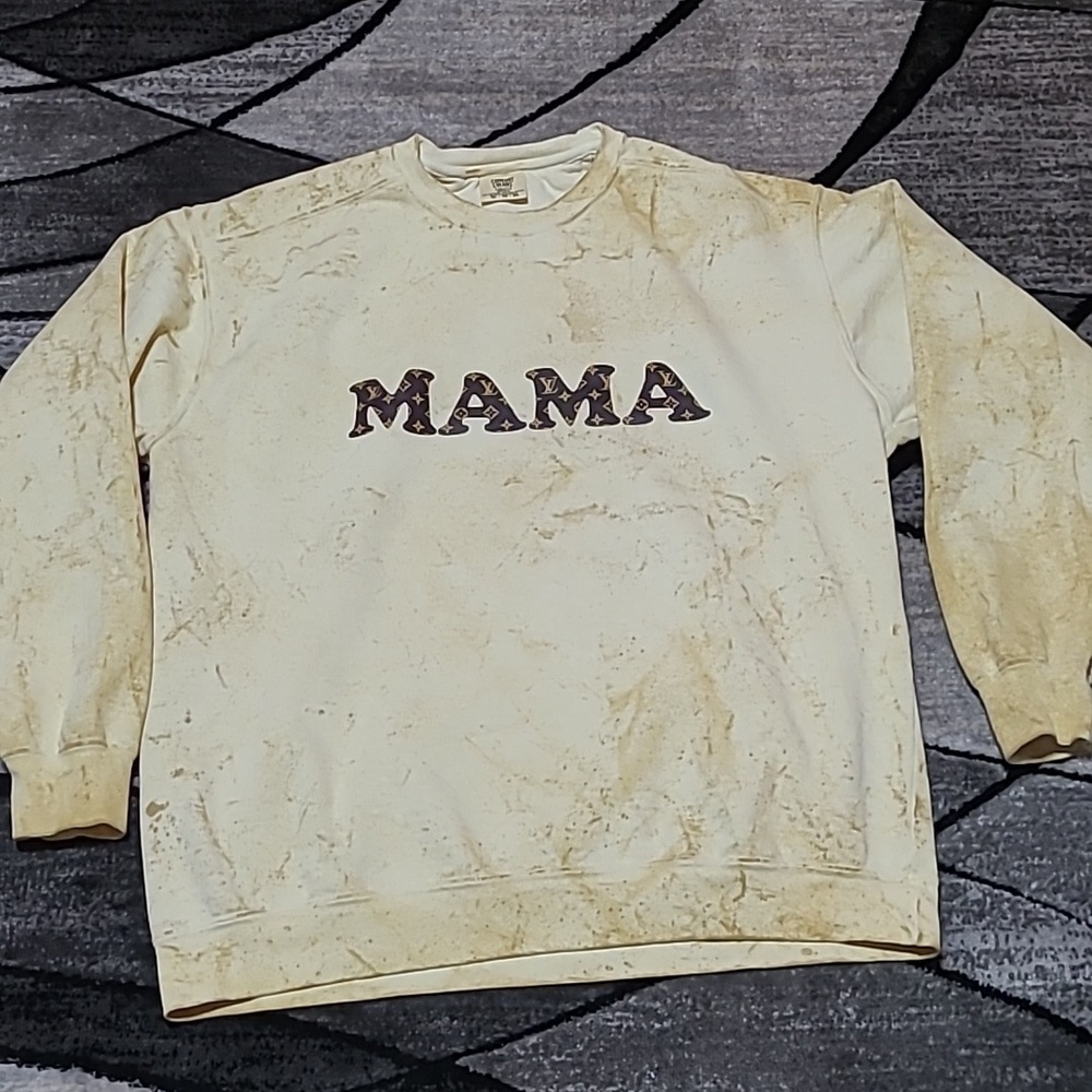 COMFORT COLORS MAMA CITRINE UNIQUE WASH PATTERN SWEATSHIRT